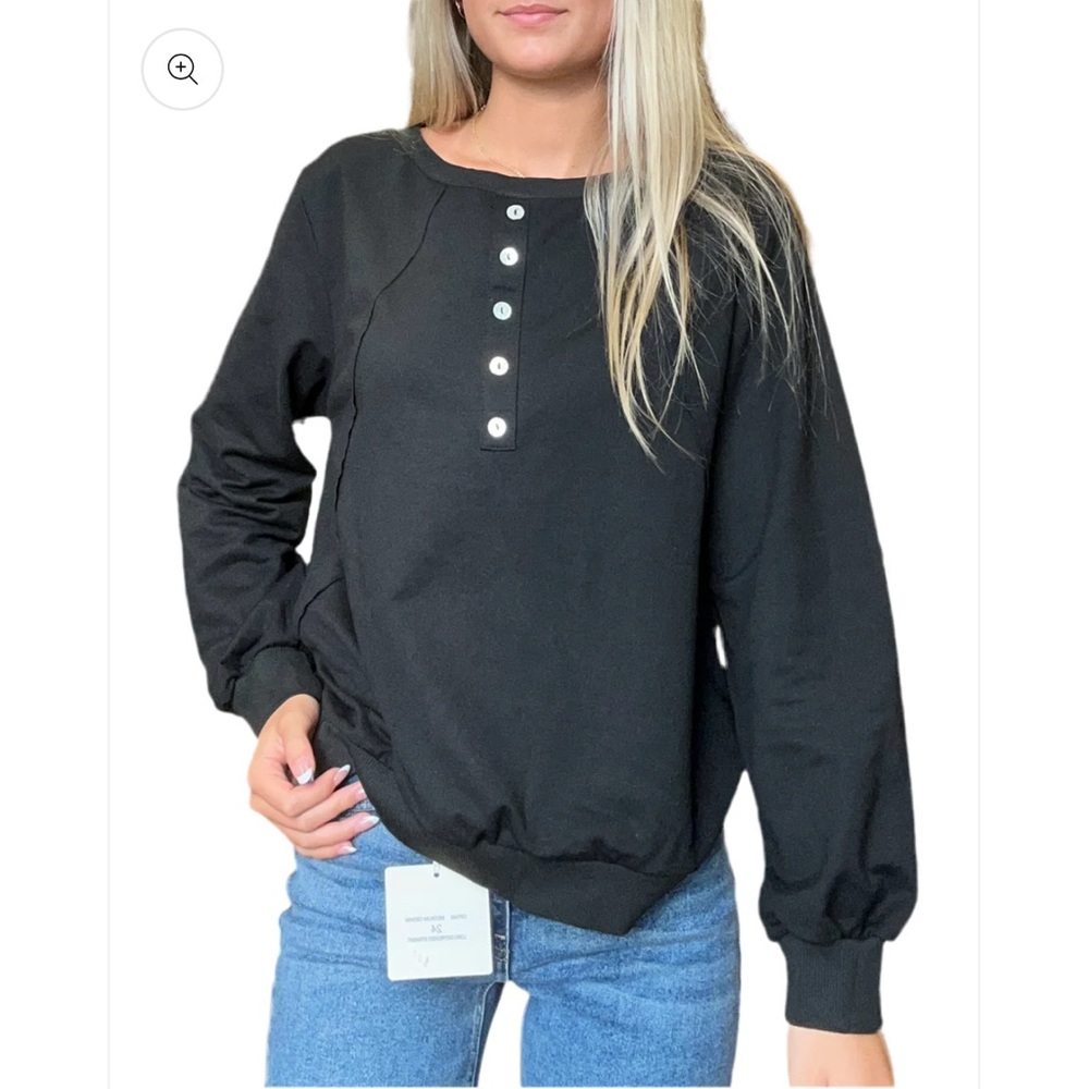 Black Button-Up Women's Top
